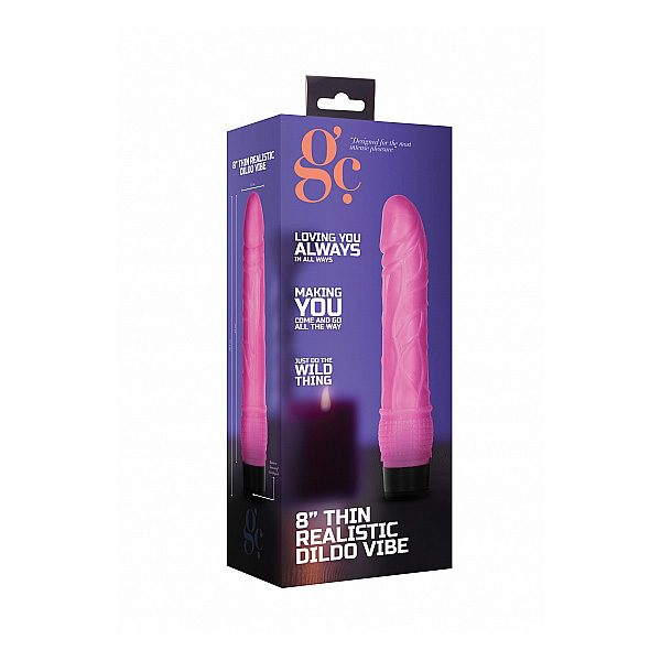 GC 8" Thin Realistic Dildo Vibe Pink