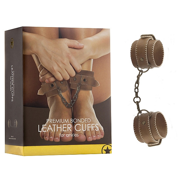 Ouch! Brown Leather Ankle Cuffs Brown