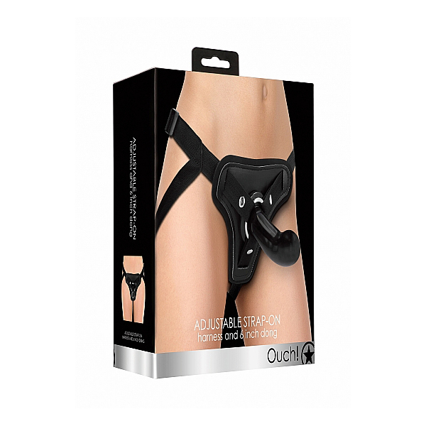 Ouch! Adjustable 6" Strap-On Set Black