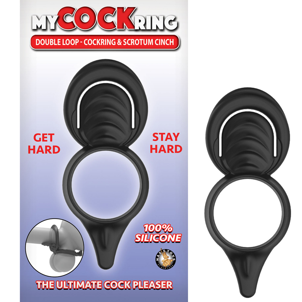 My Cockring Double Loop Cockring & Scrotum Cinch Black My Cockring Double Loop Cockring & Scrotum Cinch Black