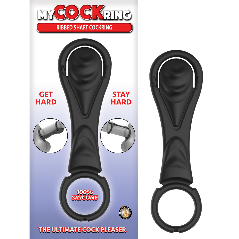 My Cockring Ribbed Shaft Cockring Black