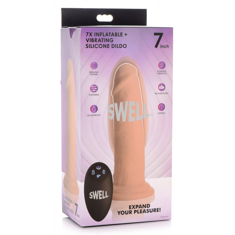 Swell 7X Inflatable And Vibrating Remote Control Silicone Dildo 7"