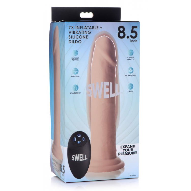 Swell 7X Inflatable And Vibrating Remote Control Silicone Dildo 8.5"