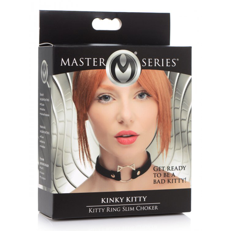 Master Series Kinky Kitty Ring Slim Choker Black