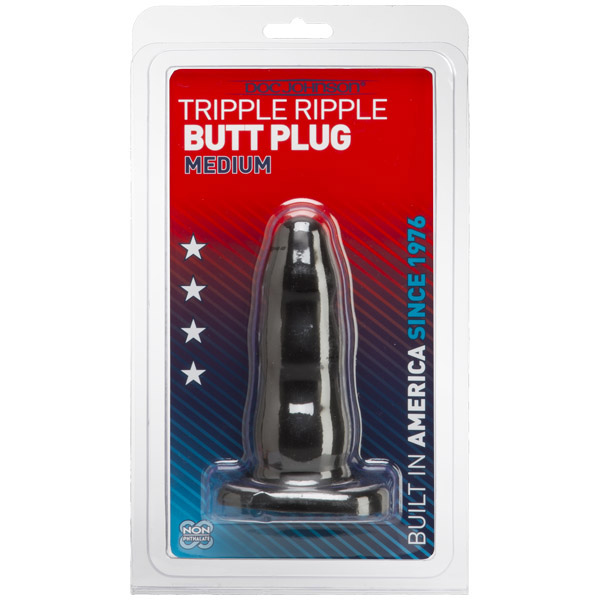 Tripple Ripple Butt Plug - Medium Black