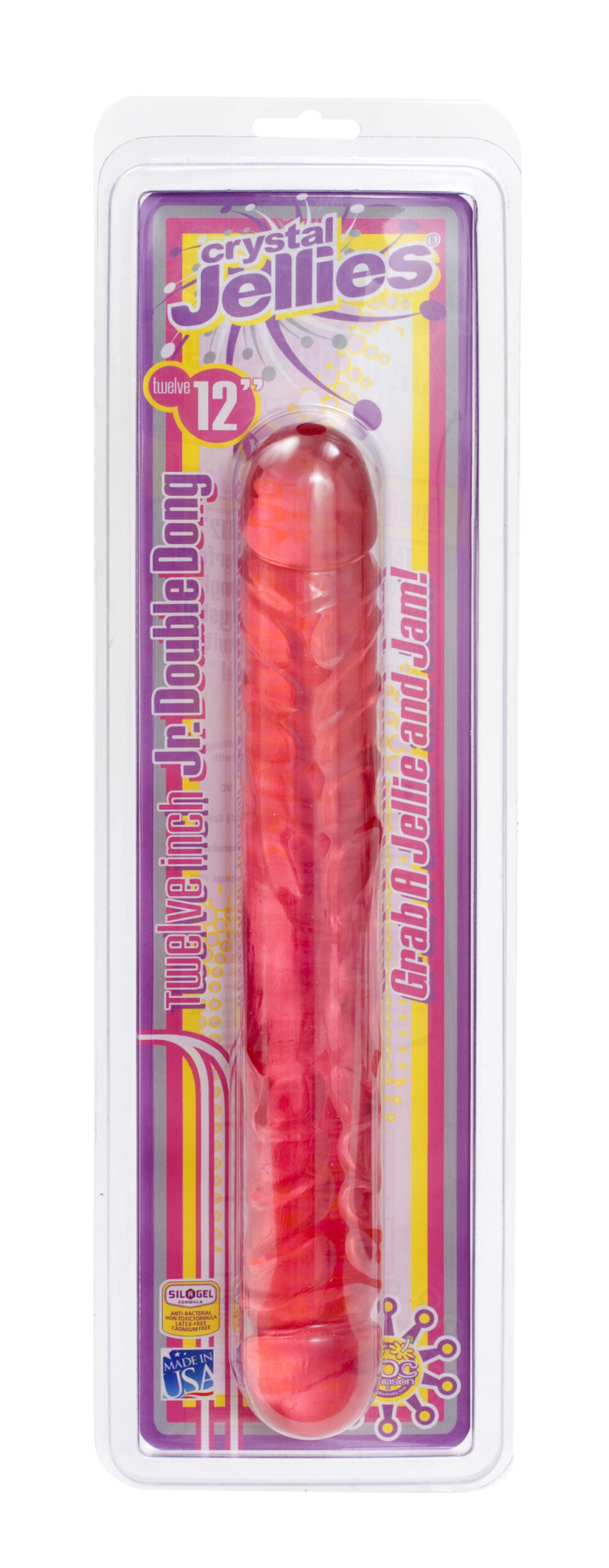 Crystal Jellies - 12" Jr. Double Dong Pink