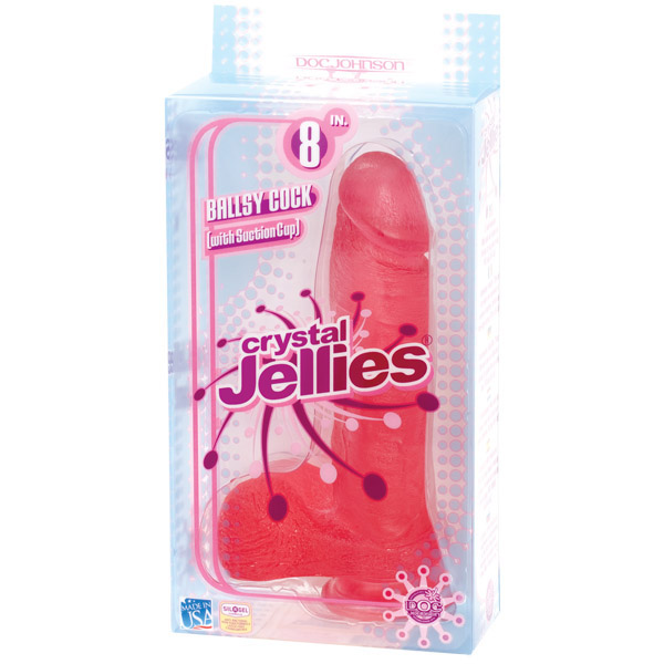 Crystal Jellies - 8" Ballsy Cock With Suction Cup Pink